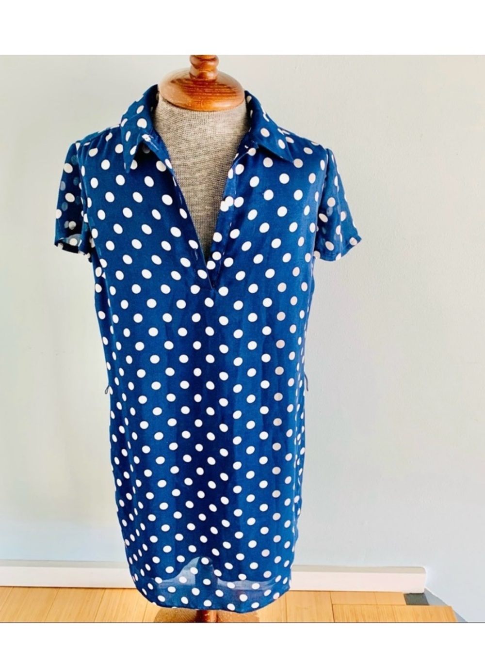 Ann Taylor Blue and White Polka Dot Mini Dress 💙🤍